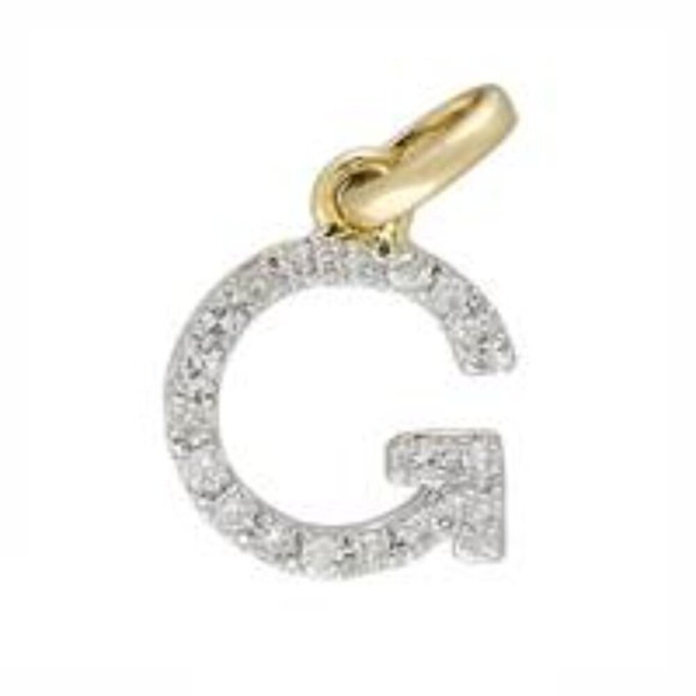 14K yellow Gold Diamond initial Charm Pendant all initial available